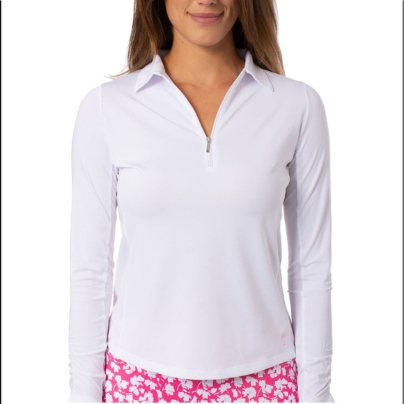 NEW GOLFTINI LONG SLEEVE ZIP STRETCH QUARTER ZIP PULL OVER White - Picture 1 of 5